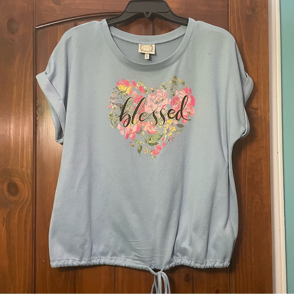 Women's Light Blue Graphic Top